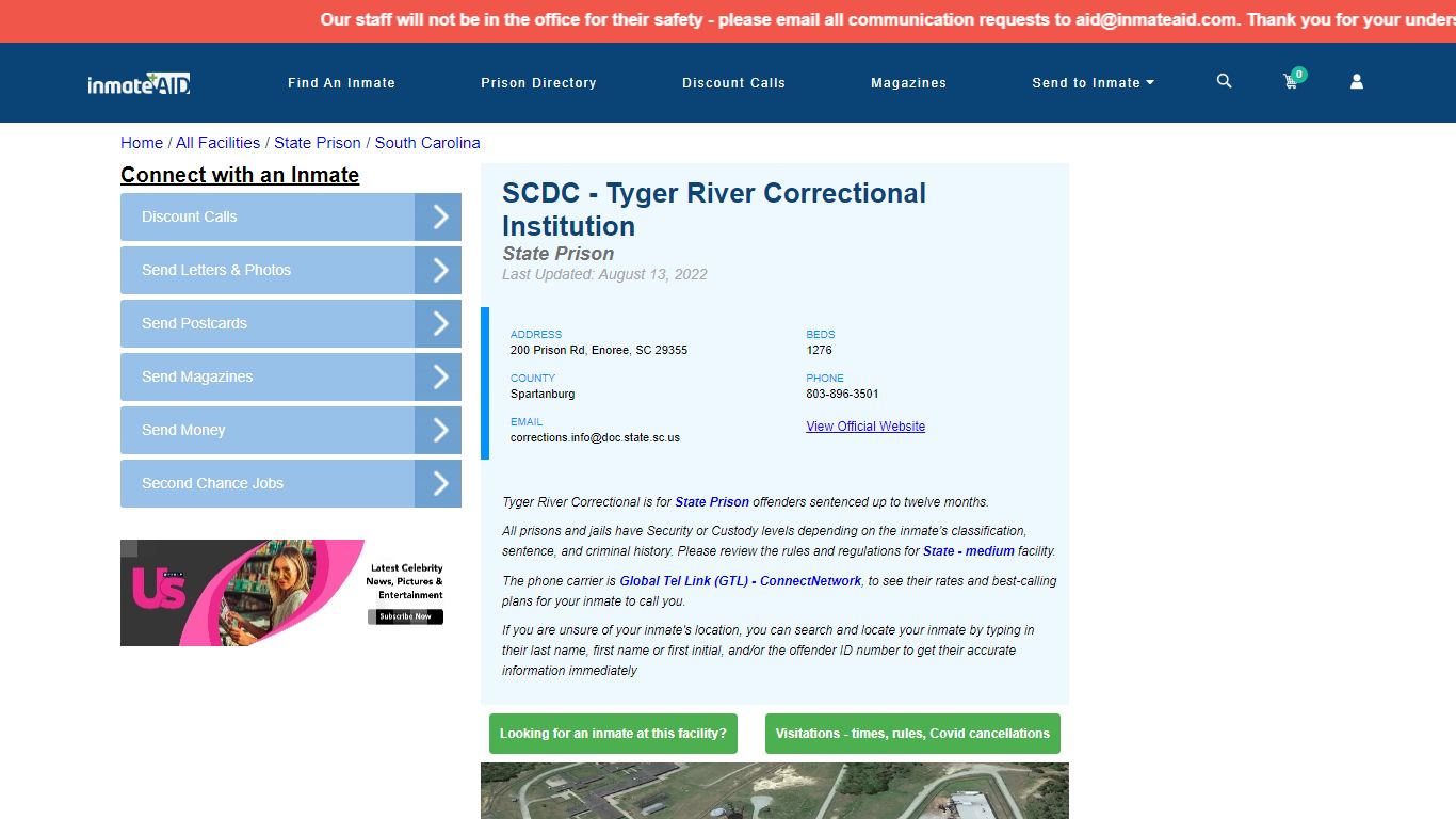 SCDC - Tyger River Correctional Institution & Inmate Search ...